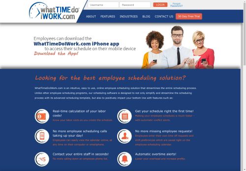 Employee Work Scheduling App | Shift Management Software | Free Trial | WhatTimeDoIWork.com