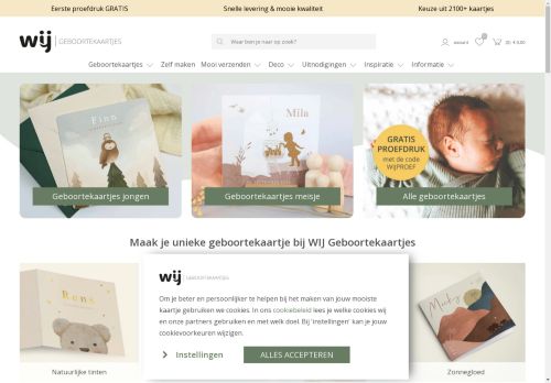 Unieke geboortekaartjes | Gratis proefdruk | WIJ Geboortekaartjes 