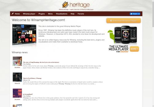 Winamp Media Player legacy site - WinampHeritage.com