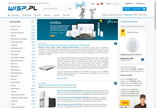 WISP.PL Dystrybutor sprzętu sieciowego, MikroTik, Ubiquiti, TP-Link, Światłowody