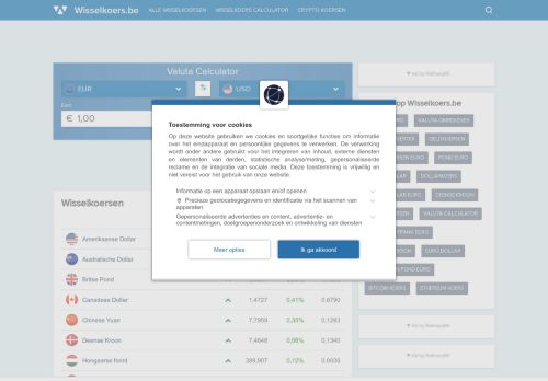
	Wisselkoers.be - Actuele wisselkoersen en wisselkoers berekenen
