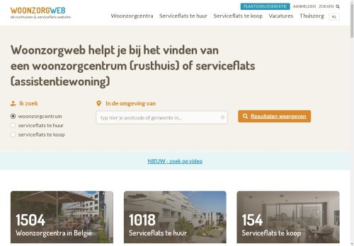 Serviceflats (assistentiewoningen), woonzorgcentra (rusthuizen), thuiszorg, ... | Woonzorgweb