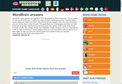 WordBrain answers  | All levels | UPDATED