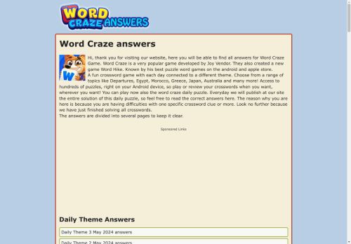 Word Craze  answers > All levels <