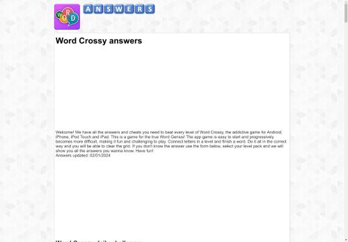 Word Crossy  answers! Solutions and Cheats for all 24,740 levels! UPDATED 2024