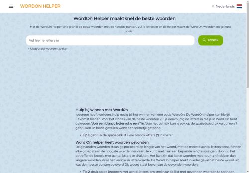 WordOn Helper :: Maak WordOn woorden