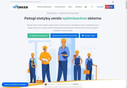 Statybų valdymo ir valandų registravimo programa - Vorkeris LT - Worker.nu