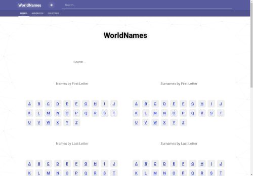 Names and Surnames - WorldNames.xyz