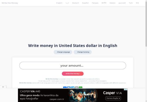 Write money in United States dollar in English