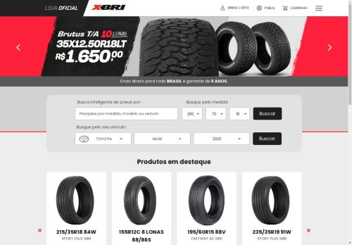 Loja Oficial XBRI | Compre Pneus Online e Receba Super Rápido.