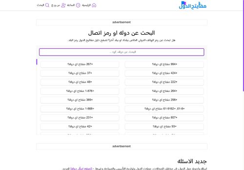 دليل مفاتيح الاتصال الدولي رمز البلد | website.مفاتيح-الدول