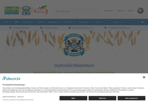 Stadtmühle Waldenbuch: Bestes Futter, Einstreu, Mehl, Fruchtsäfte – direkt online kaufen