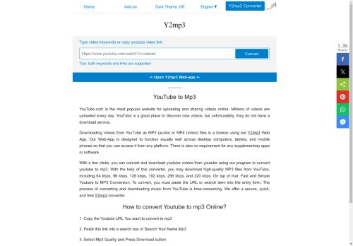 Y2mp3 - YouTube to MP3 Converter