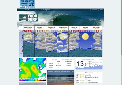 Les Estagnots : Ya du surf? La météo du surf en 10 secondes. Meteo surf report previsions surf marées pour Les Estagnots et ses alentours