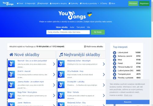 
	YouSongs.cz - pÃ­sniÄky na kytaru a ukulele s texty a akordy
