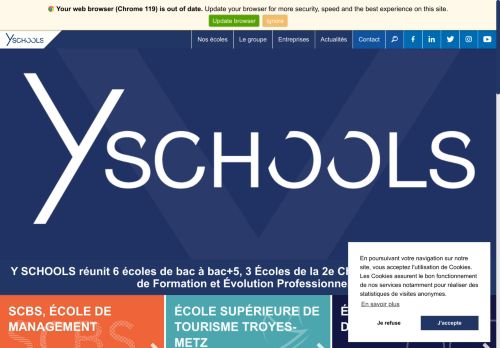 Y SCHOOLS (ex-Groupe ESC Troyes) - Y SCHOOLS est un écosystème réunissant 6 écoles de pré-bac à bac+6, 3 Écoles de la 2ème Chance et un Pôle de Formation et Évolution Professionnelle