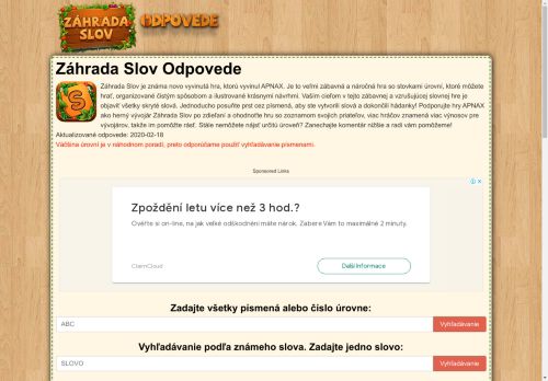 Záhrada Slov  Odpovede | Všetky úrovne a slová | AKTUALIZOVANÉ