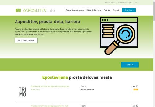 Zaposlitev, prosta delovna mesta, kariera | Zaposlitev.info